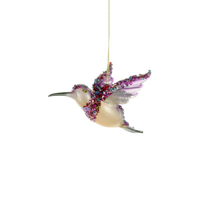Ornement figurine suspendu avec paillettes plumes hummingbird