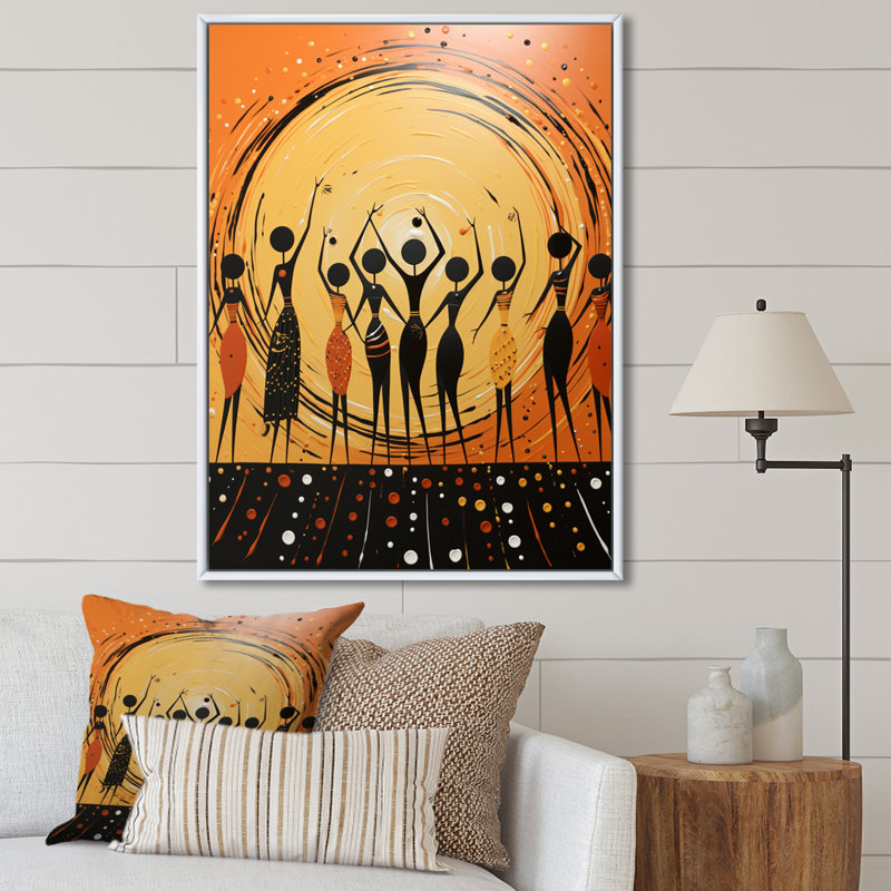 Demeter African Tribal Dance II - reproduction sur toile, H 40 po x l 30 po x P 1,5 po, Cadre flottant blanc