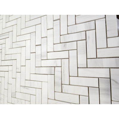 Bianco Dolomite 1"x3" Herringbone Matte