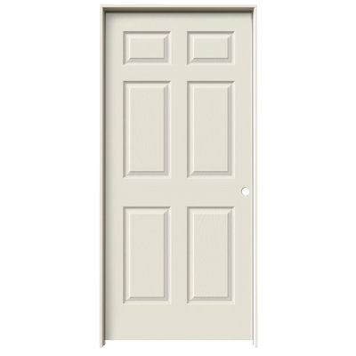 Porte moulée pré-montée en bois manufacturé 6 panneaux