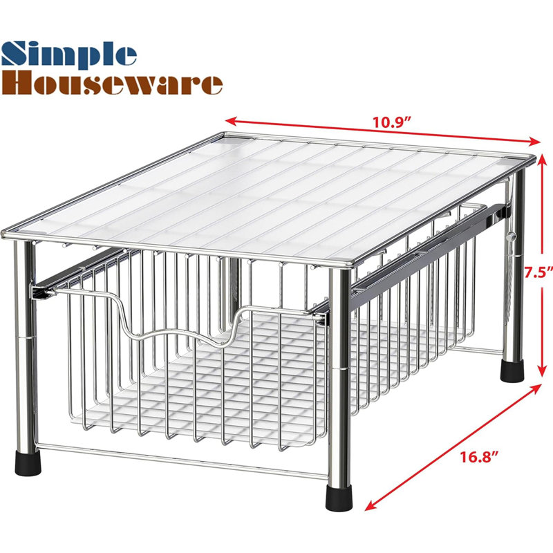 Stackable Basket Drawer, Chrome