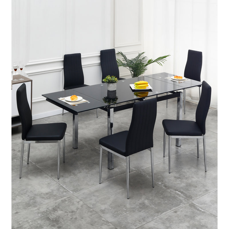 Peasnell Dining Set, Black, Black