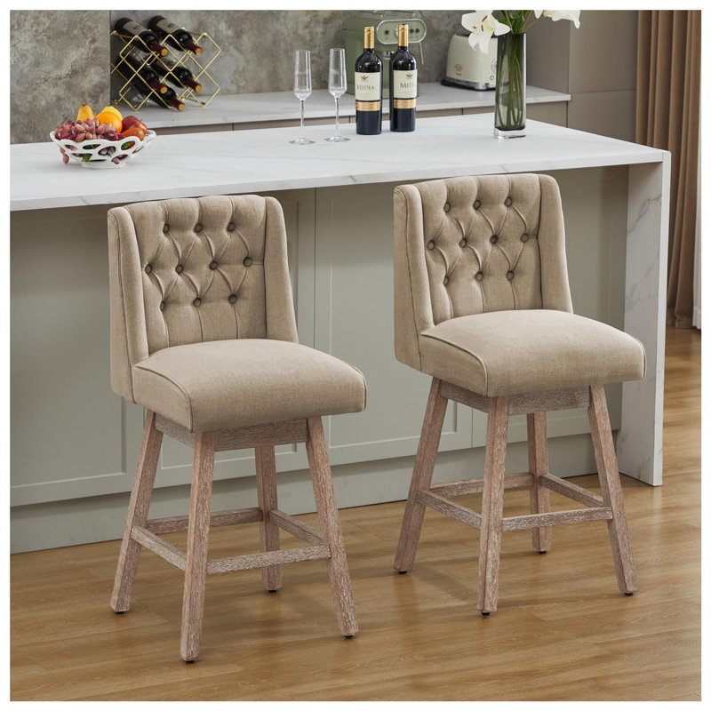 Tabouret de bar pivotant à 360 ° Terron avec pieds en bois massif Terron, Tabouret de comptoir (siège d'une hauteur de 26 p