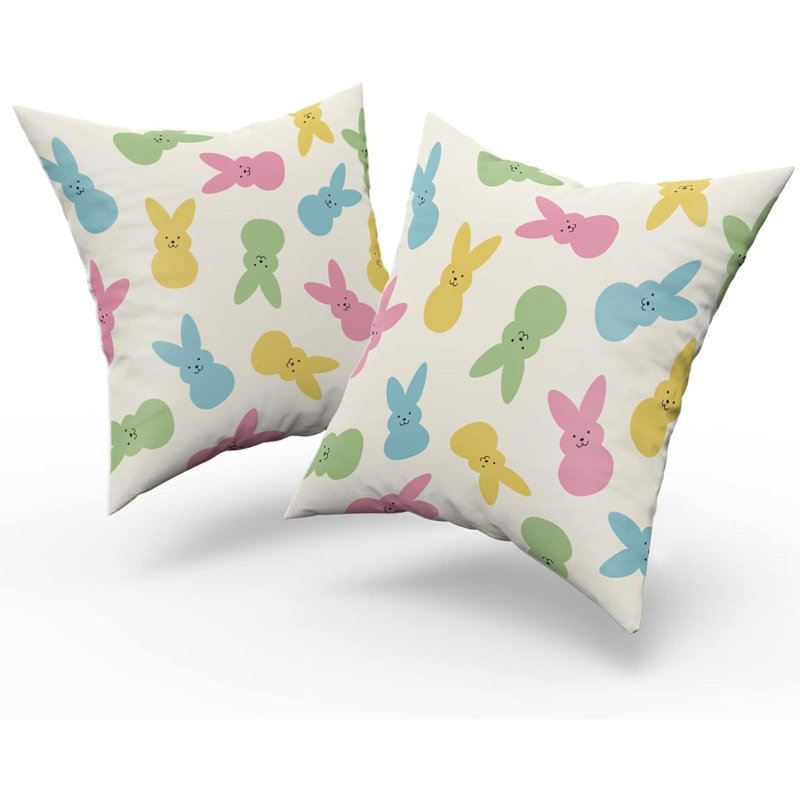 Housse de coussin , Rose / bleu clair / vert clair