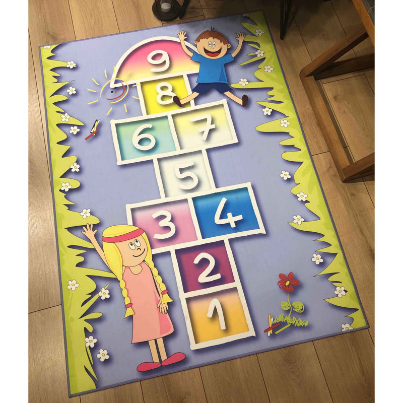 Tapis rectangulaire en polyester tissé à la main mauve / jaune Tyree, Rectangle 3 pi 3 po x 4 pi 7 po