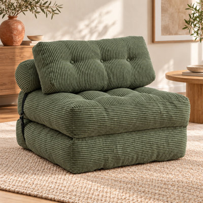 Compression 35"W Medium Corduroy Bean Bag Chair,fold floor Bean Bag sofa bed