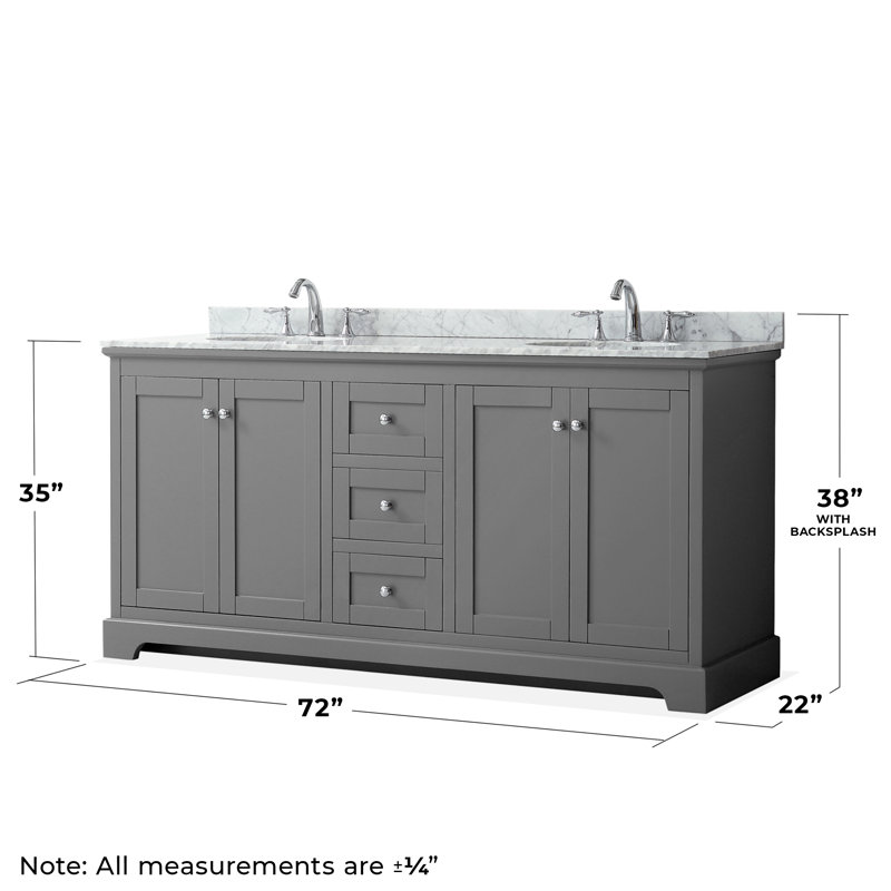Ensemble de meuble-lavabo double 72 po Avery, Gris foncé, Chrome poli