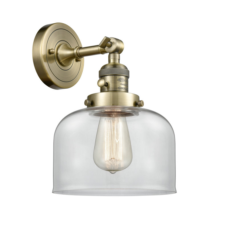 Applique murale 1 lumière 5 po Bell, Laiton antique, Ampoule à DEL rétro de 3,5 W, Clair