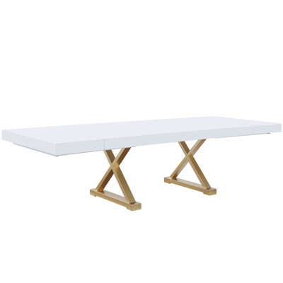 Talassa 104" Inch White Modern with Leaf Dining Table
