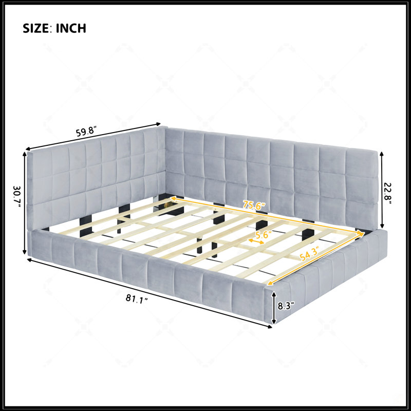 Full Size Upholstered Daybed/Sofa Bed Frame, Gray
