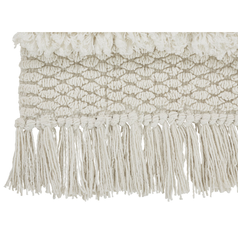 Tapis de couloir à franges en coton 24 po x 60 po Savannah, Crème