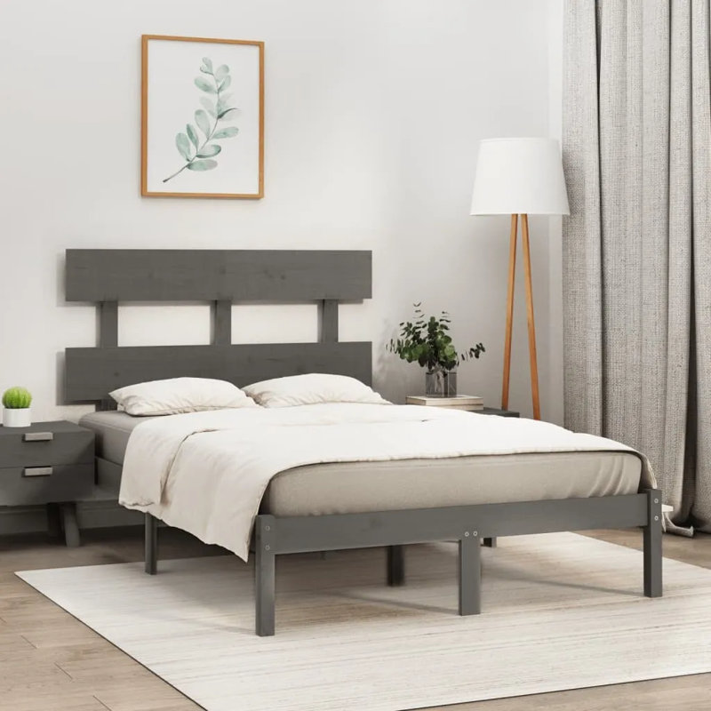 Bed Frame Solid Wood, white, 160 x 200 cm
