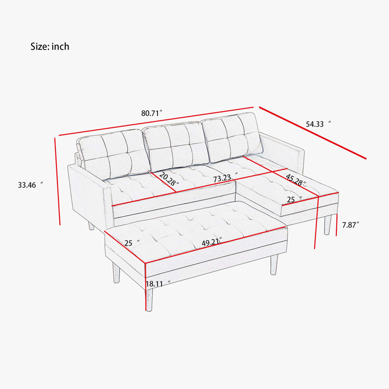 CastillyModern Castilly 80.71'' Square Arm Sofa BedSet