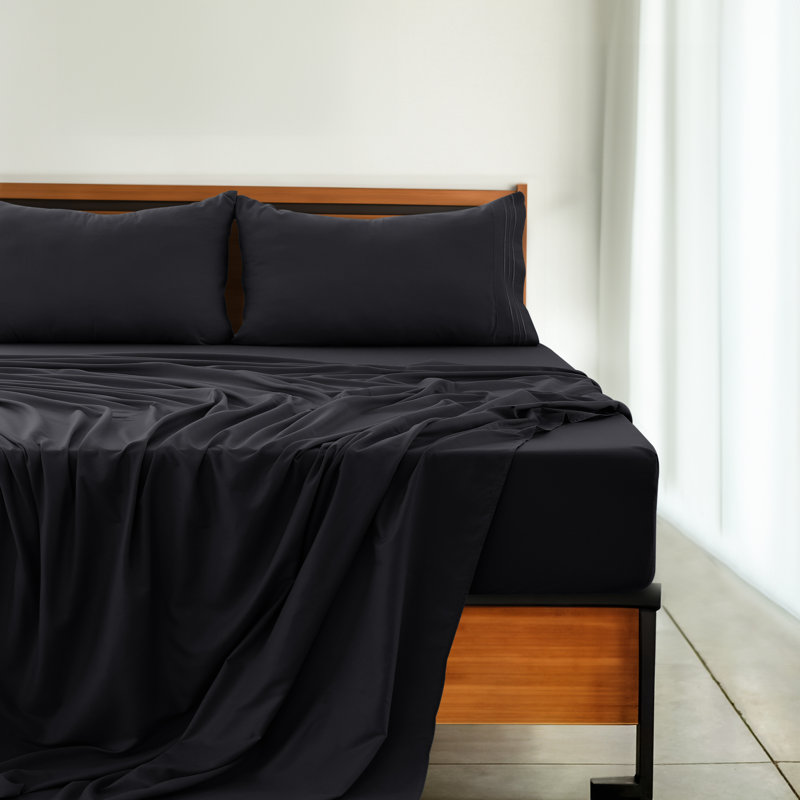 Lux Decor 4-Piece Ultra Soft Microfiber Sheet Set Deep Pocket Fitted Sheet, Wrinkle-Resistant & Easy Care Bedding, Plum