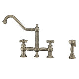 Hailey Vintage III Plus Bridge Faucet with Long Traditional Swivel Spout Lever Handles and Solid Side Spray