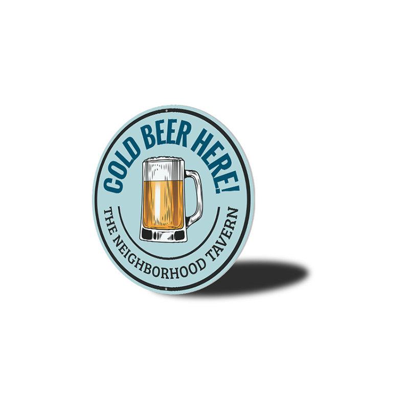 Plaque en aluminium «Cold Beer Here», H 18 po x l 18 po x P 0,06 po