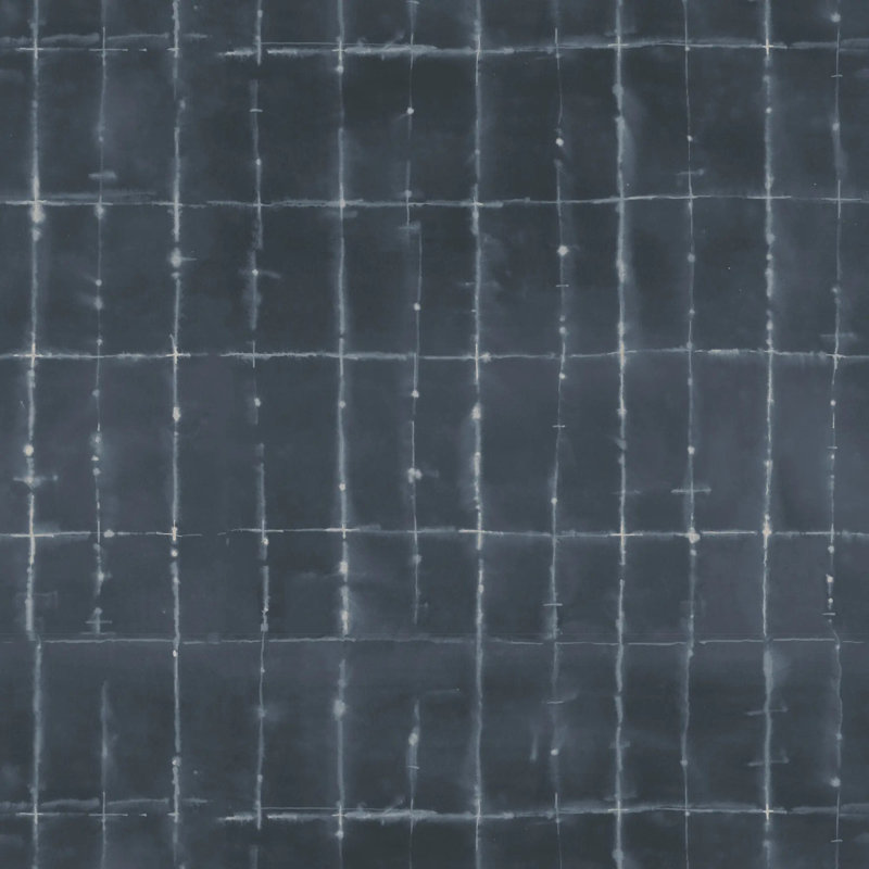 Wash Grid - Papier peint, Papier de qualité supérieure, Indigo, Non-Pasted