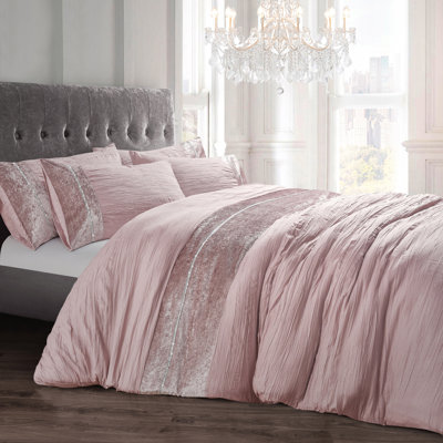 Crinkle Velvet Diamonte Panel Duvet Set