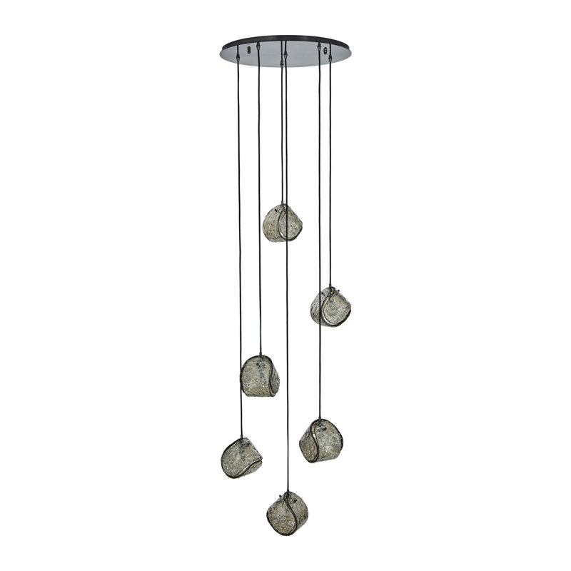 Lustre 6 lumières (40 watts) en nickel noir Pallina, Six lumières, Noir satiné / nickel, H 7,5 po x l 24 po x P 24 po