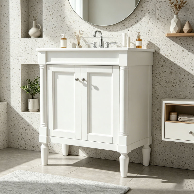 Meuble-lavabo 30 po avec lavabo en céramique, Blanc