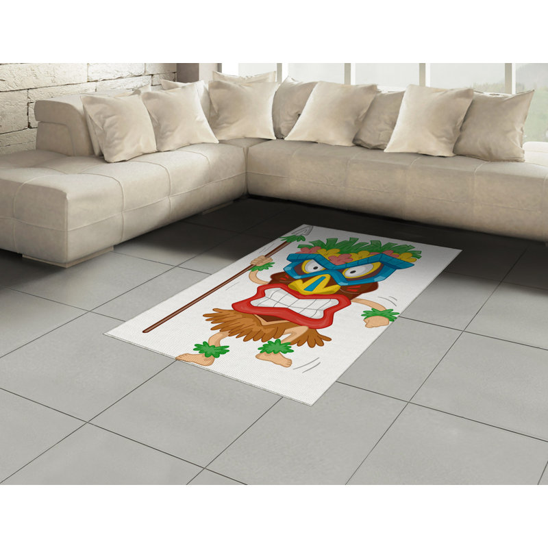 Tiki Bar High Density Long Fiber Poly Threads Decorative Area Rug Carpet, Rectangle 4' x 5'8"