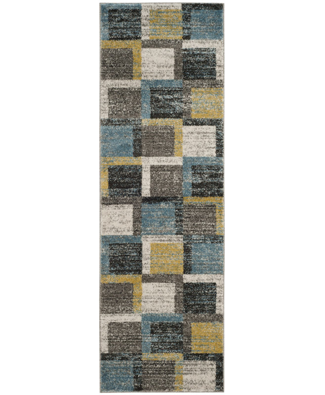 Tapis géométrique Tahoe Performance, Tapis de couloir 2 pi 6 po x 8 pi