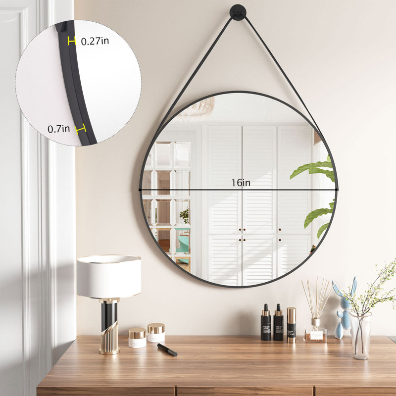 Brona Aluminum Flat Wall Mirror, 16" x 16"