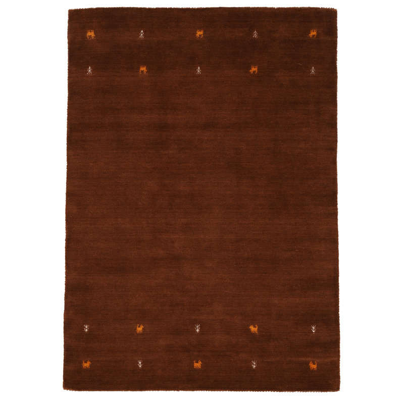 Handwoven Wool Gabbeh Uni Brown Rug, Rectangle 60 x 90cm