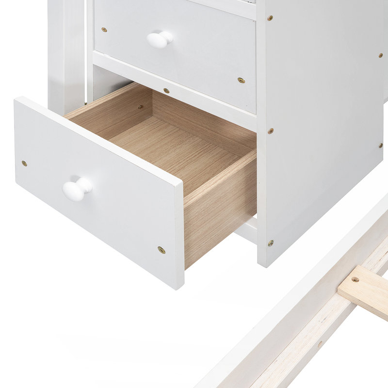 Au-dessus des lits superposés avec tablettes et étagères de rangement