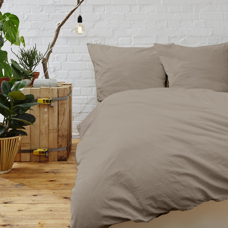 Flatweave Duvet Cover, Full/Queen Duvet Cover + 2 Standard Shams, Taupe