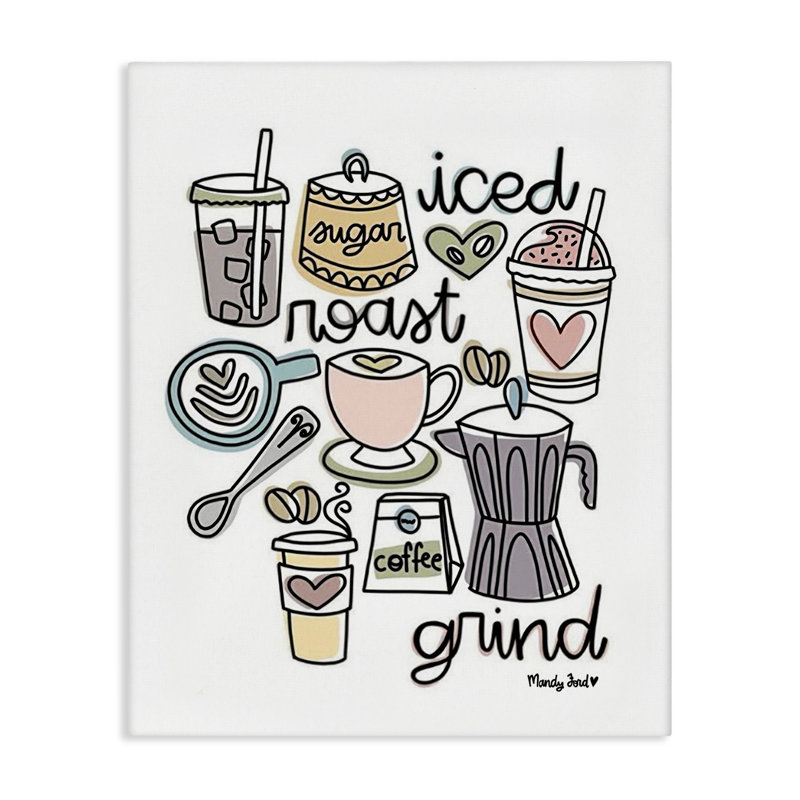 Toile tendue de divers types de café, design par Mandy Ford Art + Illustration, H 40 po x l 30 po