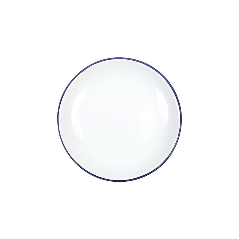 Vintage Coupe Salad Plates, Black Rim, Blue Rim