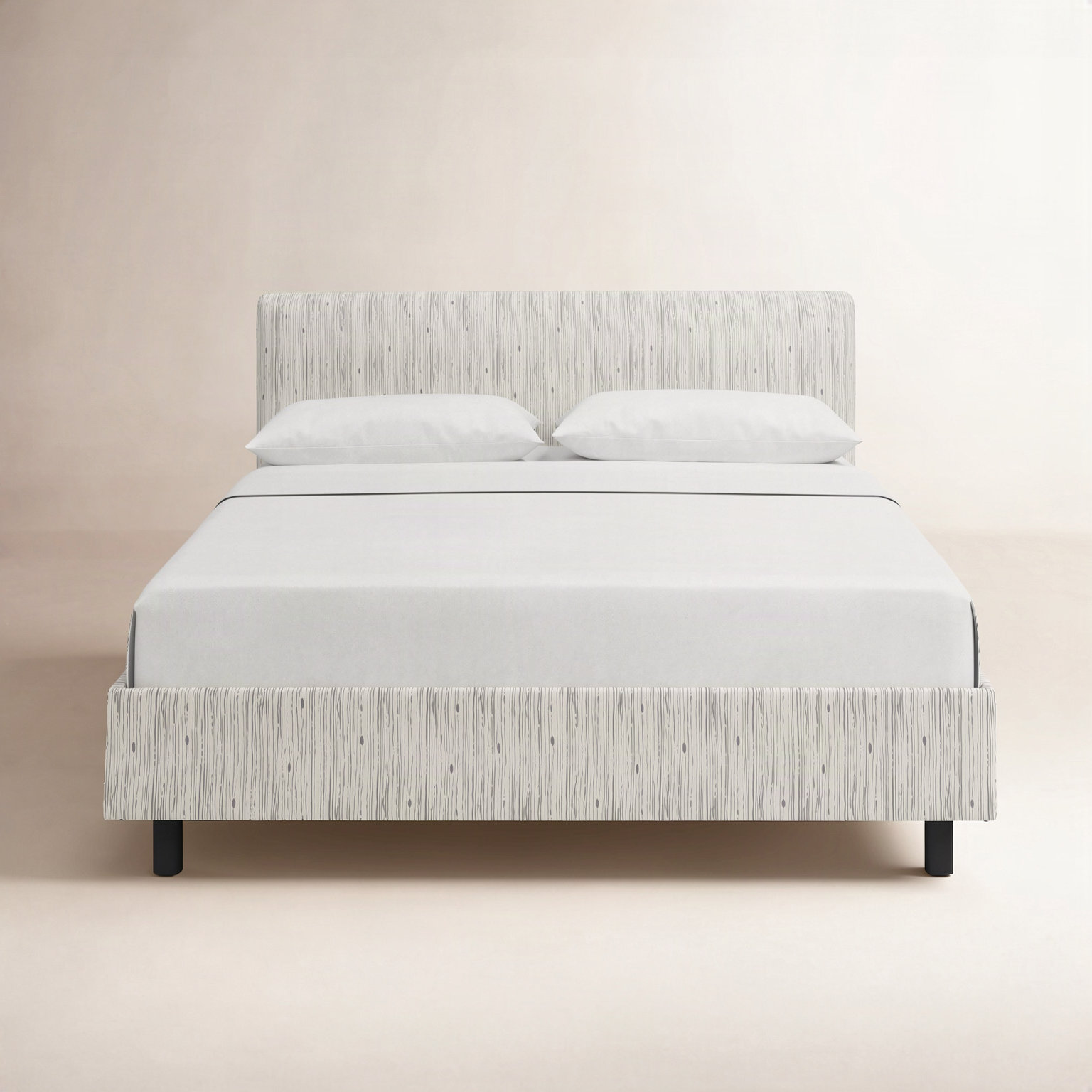 Avila Cotton Upholstered Bed, California King, Shibori Stripe Grey