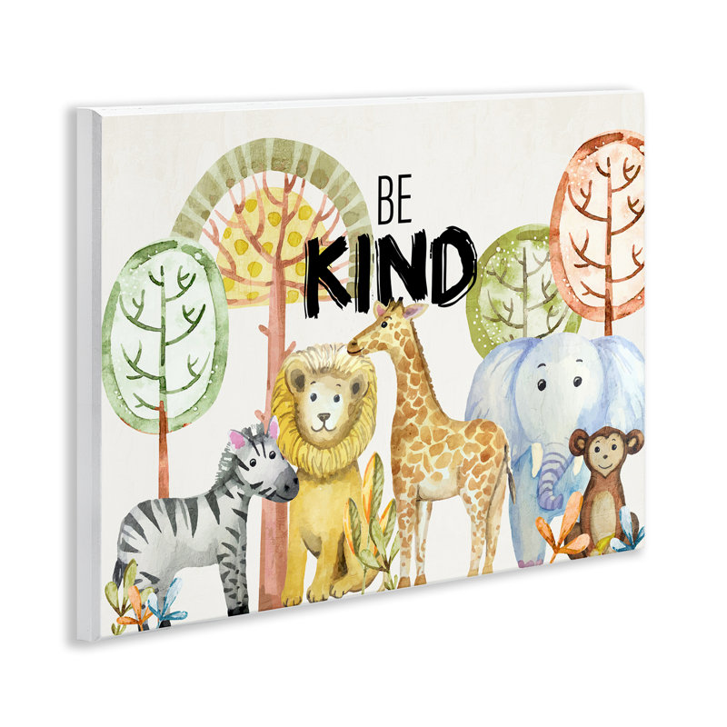 Plaque murale Be Kind Jungle Animals, design par Kim Allen