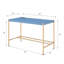 Bureau d'écriture rectangulaire avec port USB, bleu marine et or-1235346300