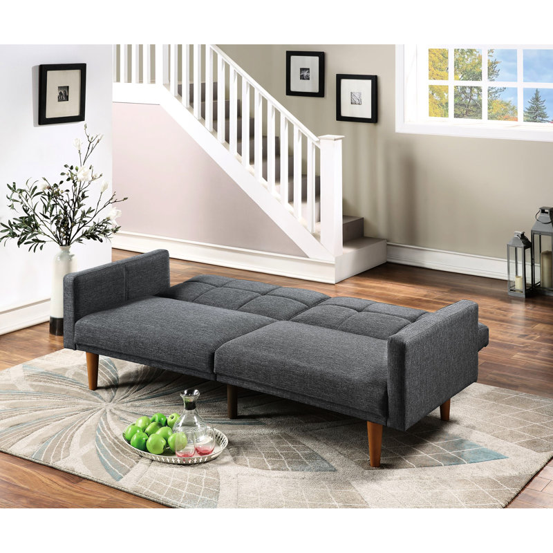 Tissu gris rembourré ajustable avec bordure en similicuir noir et cadre de support en bois