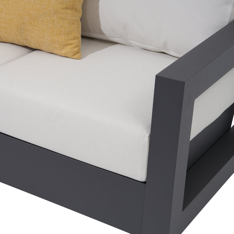 Ensemble de 4 chaises d'extérieur Modern, 4 pièces: table, canapé, 2 chaises, White Cushion/Black Frame