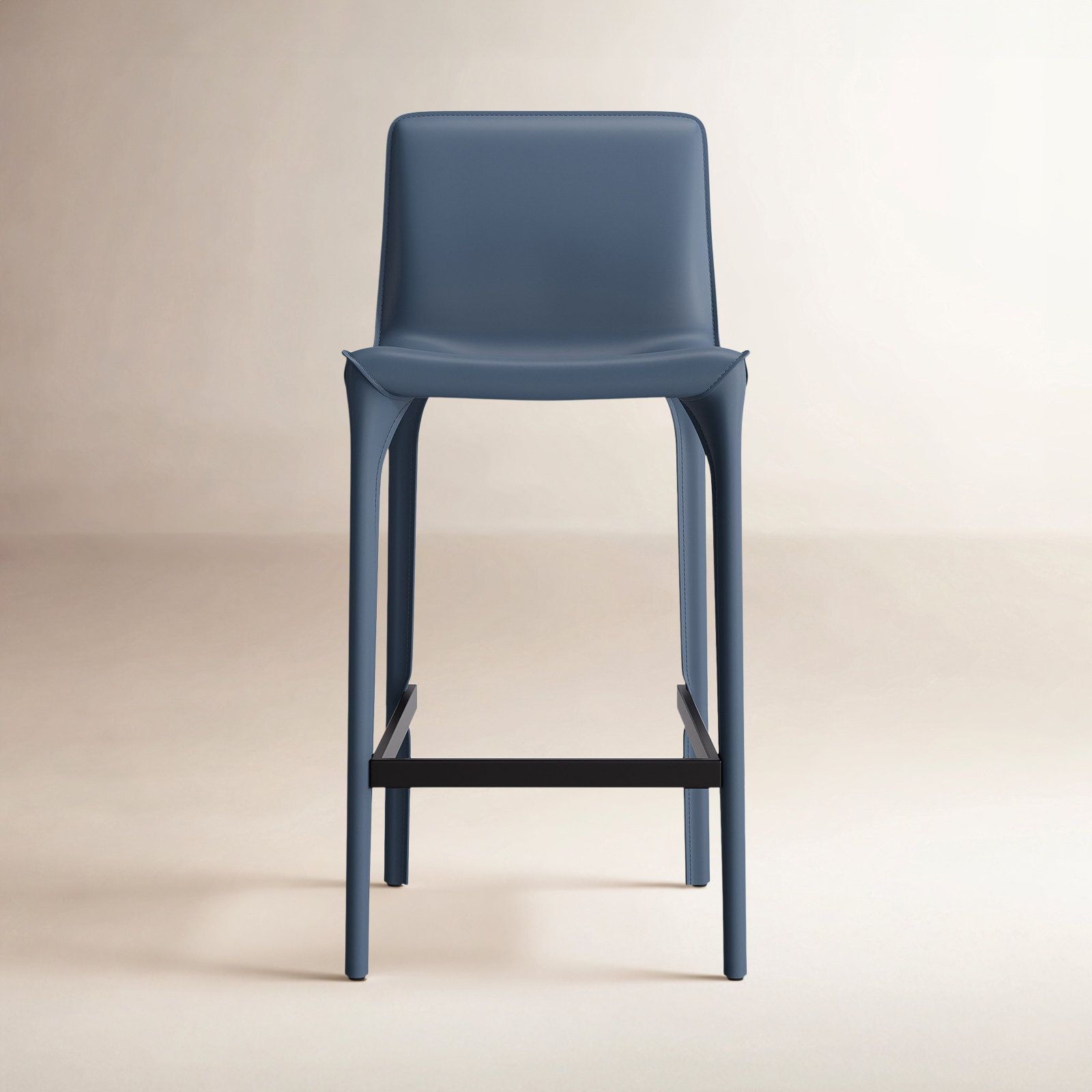 Vannes Vegan Leather Barstool, Blue, 1