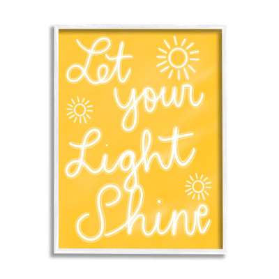 Let Your Light Shine, phrase jaune sur bois par Ashley Singleton, impression