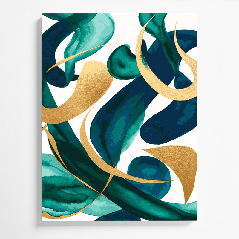 Art mural abstrait aquarelle sur toile bleue, H 24 po x l 20 po