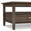 Table basse transitionnelle en bois massif Warm Shaker de 48 po de largeur avec tiroirs de rangement et tablette ouverte-122026450