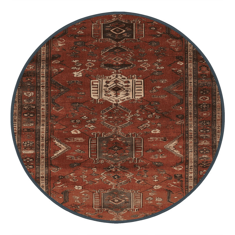 Machine Washable Turkish Brown Area Rug, Round 3'