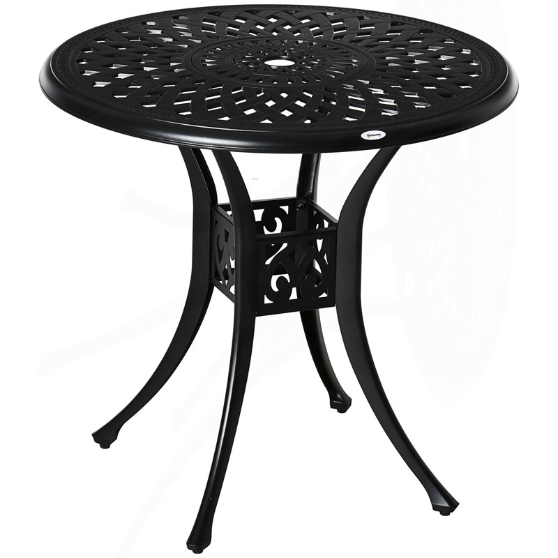 Table de salle à manger ronde avec trou pour parasol et table bistro d'extérieur