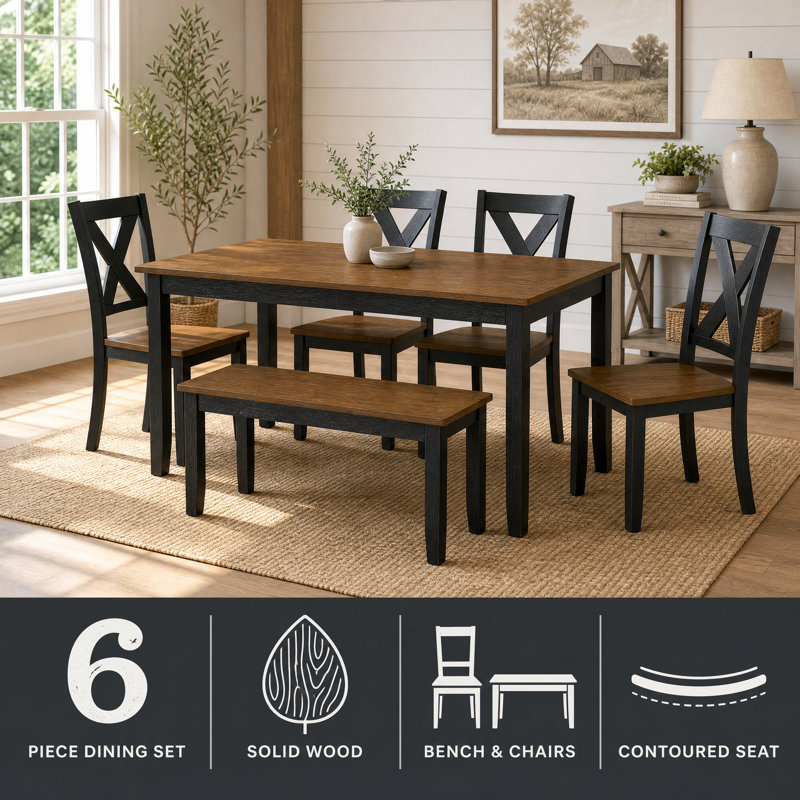 Fenrys 6-Person Solid Wood Dining Set