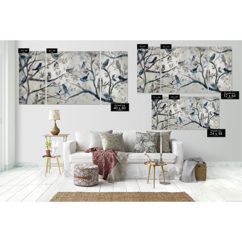 " Morning Chorus " 3 - Pieces, 32" H x 64" W x 1.5" D