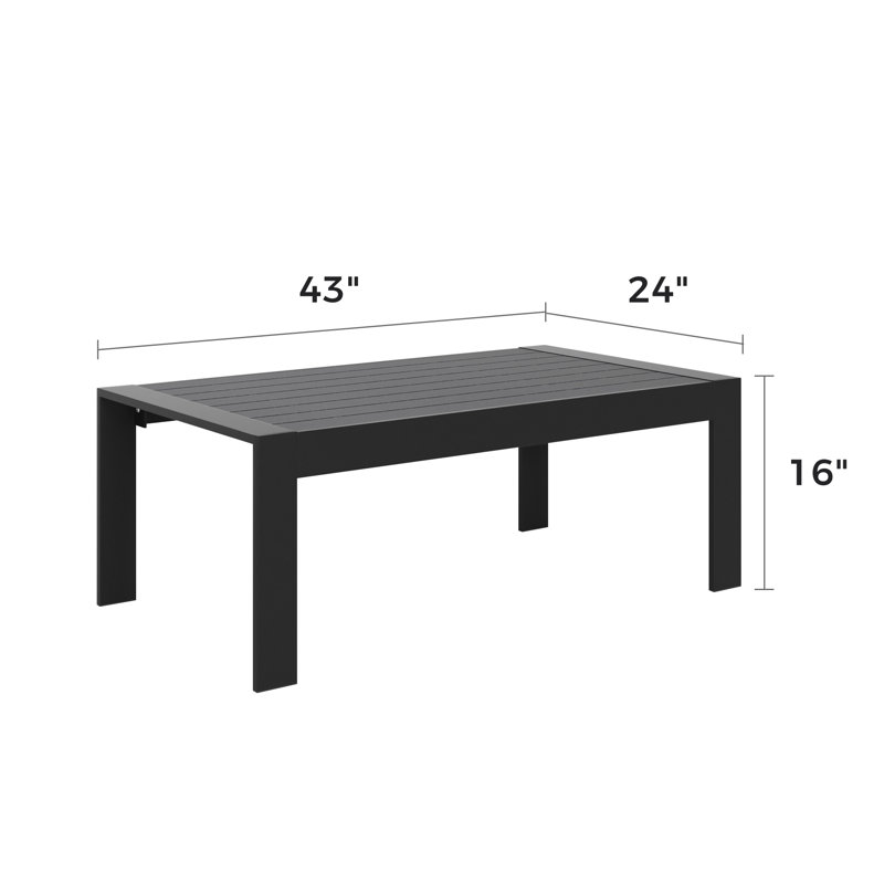 Aluminum Patio Coffee Table, Black