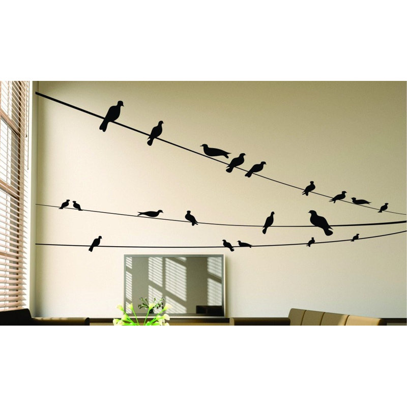 Décalcomanie murale de nombreux oiseaux assis