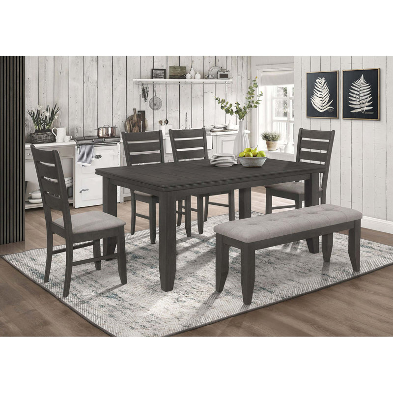 Ensemble de salle à manger 6 pièces, 6 pièces: table, banc, 4 chaises