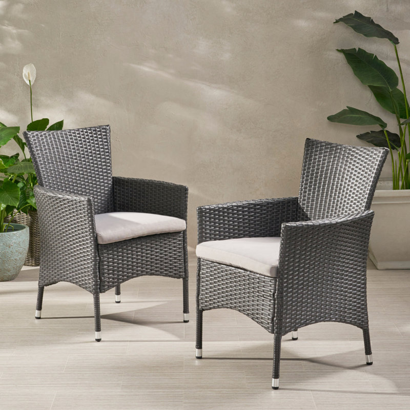 Chaise longue d'extérieur en osier Nidhi, Gris