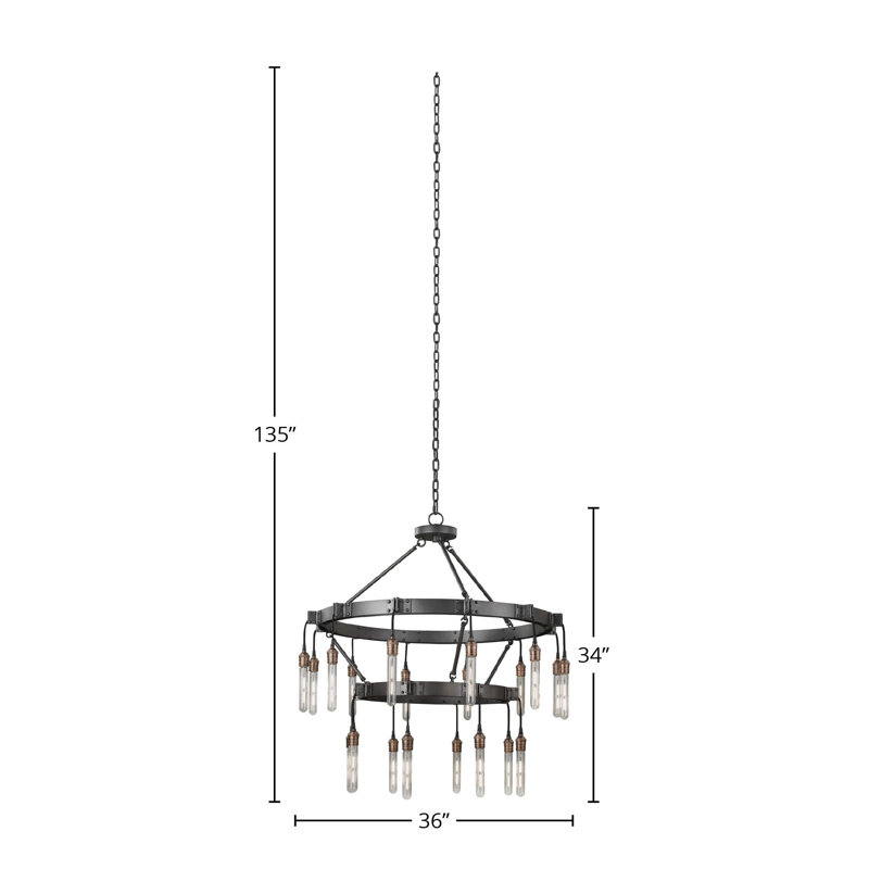 Stuyvesant 20 LT Matte Gun Metal Tiered Chandelier Kalco